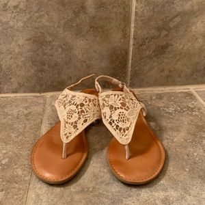 Lace Sandals w/ Rose Gold Gems